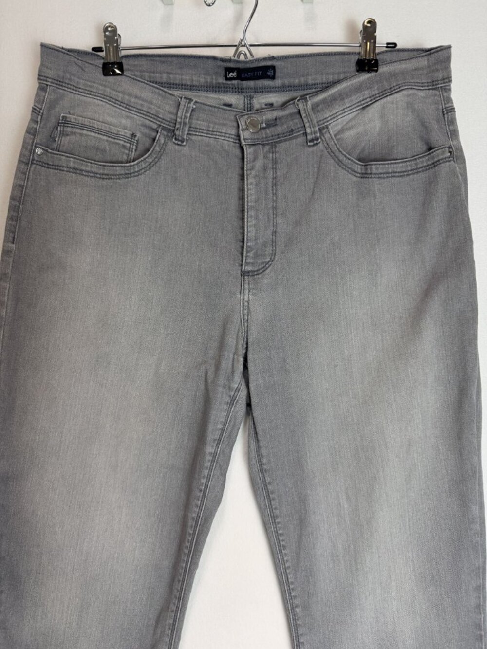 Lee Easy Fit Gray Jeans Women's Size 14 Medium Straight Stretch Crop 34x24 - Picture 6 of 11